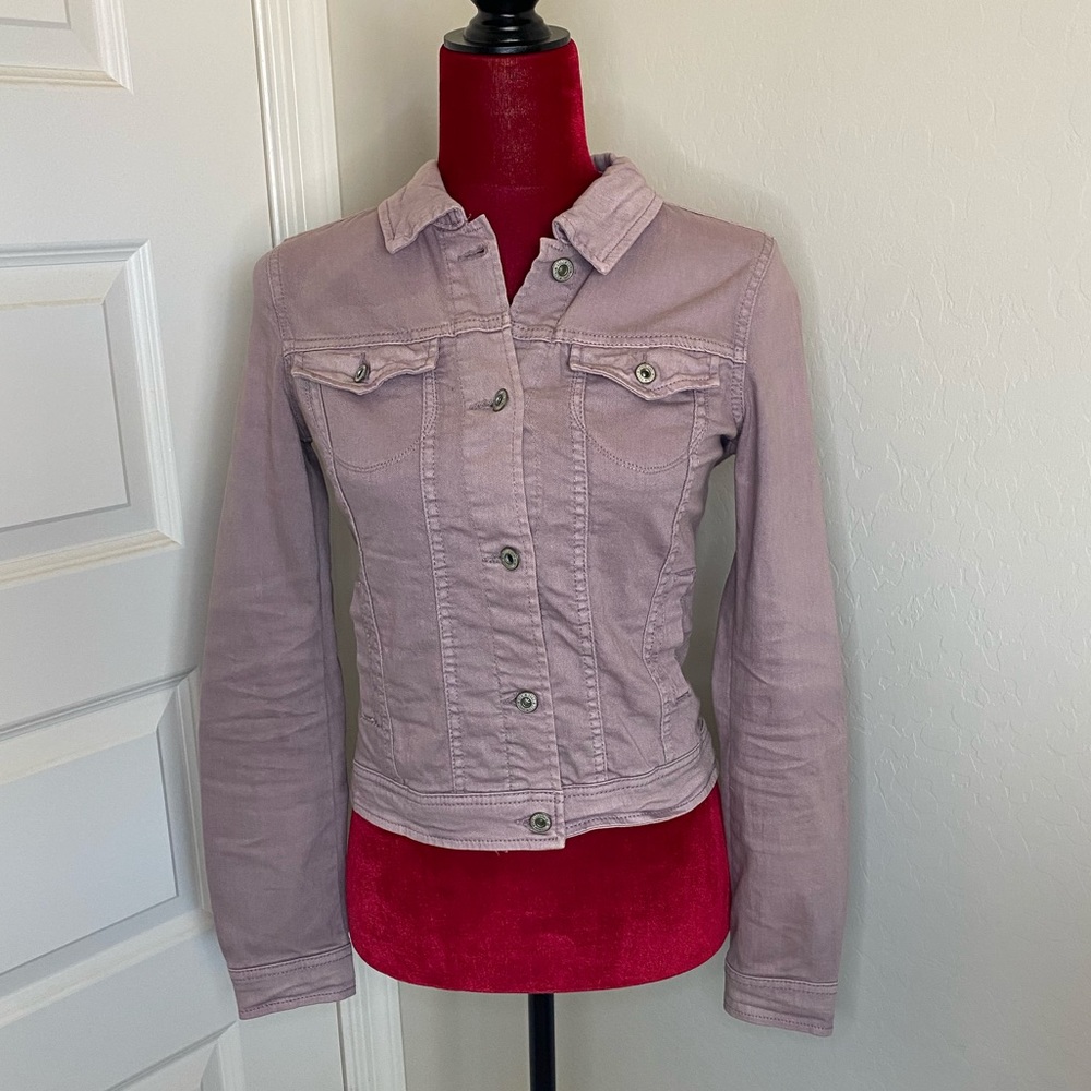 Lilac colored denim jacket